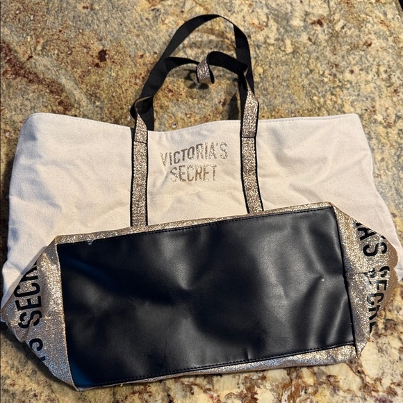 Victoria's Secret Handbags - Victoria's Secret Glittery Black and Cream Tote